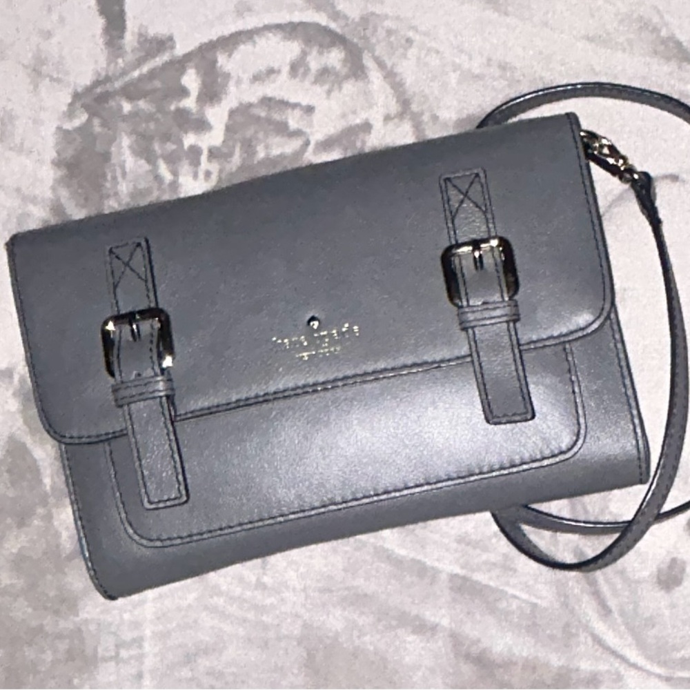 kate spade Gray Leather Buckle Crossbody Bag